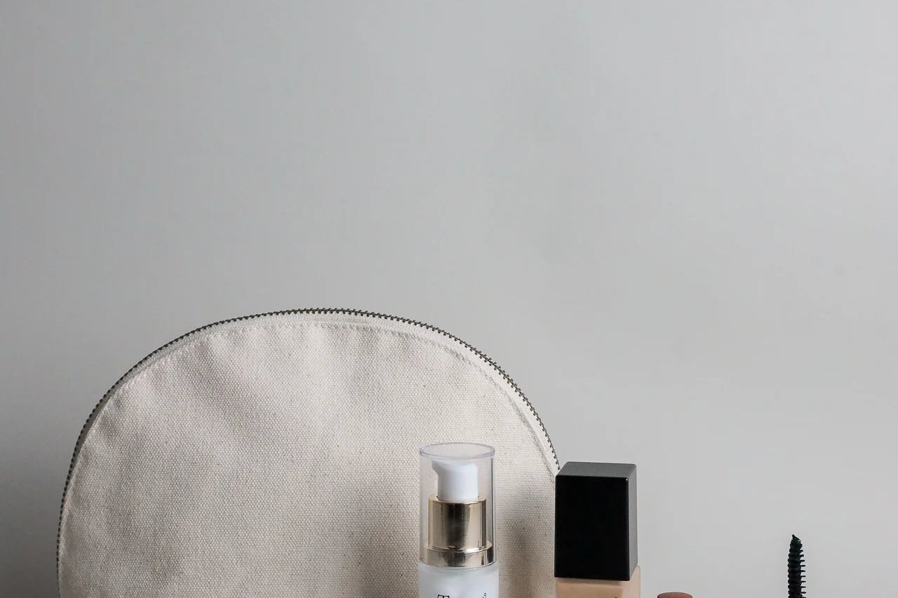 Toups & Co. Canvas Makeup Bag, Upright Angle