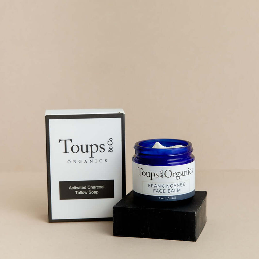 Frankincense Face Balm + Charcoal Soap Set Toups and Co Organics